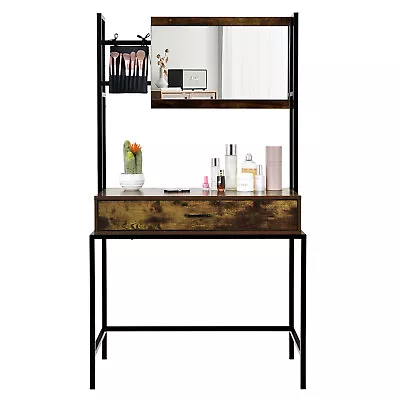 Industrial Vanity Table W/ Adjustable 3-Height  Mirror Storage Bag Large Drawer • $99.99