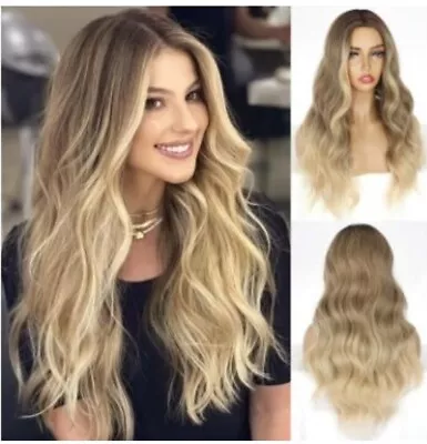 PORSMEER Long Brown With Blonde Wigs For Women Ladies • £15