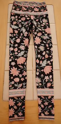 Yoga Democracy XS Eco Friendly Floral Leggings Black/Pink • $29.95