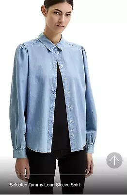 Selected Femme Denim Blue Tammy Shirt/Blouse 14-16 • £12.99