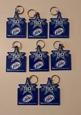 LOT OF (8) MILLER LITE / DALLAS COWBOYS 50th. ANNIVERSARY KEY CHAINS (2010) NEW • $15.95