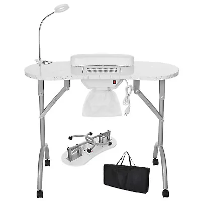 Portable Manicure Nail Table On Wheels With Dust Collector LED For Home Spa P2P0 • $120.99