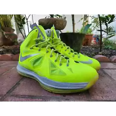 Nike Mens LeBron X Volt Dunkman Neon Green Yellow Shoes 541100-700 Size 11 • $87.99