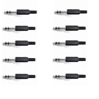 10 Pcs 6.35mm 1/4  Stereo Male Audio Jack Plug Adapter Connector Solder DIY • $4.99