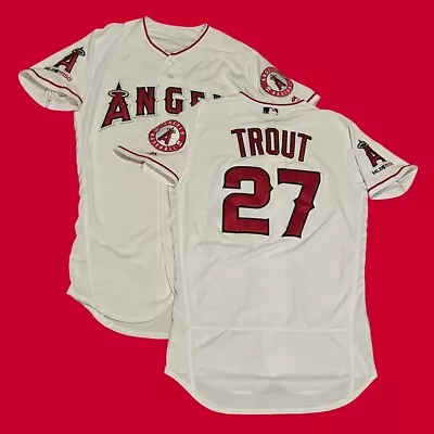 Mike Trout Los Angeles Angels Majestic Flex Base White Home Jersey Men's Size 40 • $250