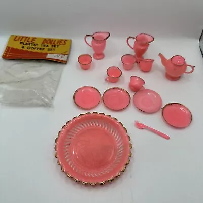 Little Dollies Plastic Tea Coffee Set Doll House Pink Kitchen Lot Dishes • $11.11