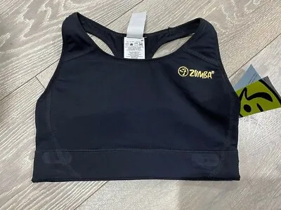 Zumba Black Bra Top Fitness Gym Training Crop Dance Size 6 XS NEW • £7.59