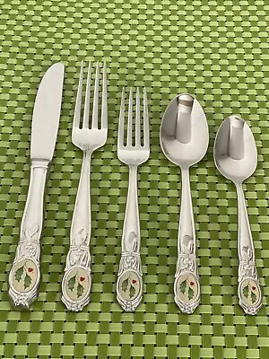 Lenox HOLIDAY PLATINUM Stainless Glossy 18/8 18/10 Holly Flatware CHOICE E77G • $19.85