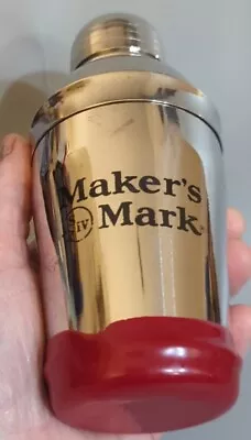 Small MAKER'S MARK Mini Cocktail Shaker RED DIPPED Bottom STRAINER • $21.99