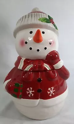 Target Jolly Holiday Snowman Cookie Jar  Christmas  / Winter 12   Tall EUC • $22.99