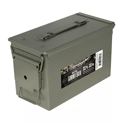 Strategy 50 Caliber Metal Ammo Storage Box 12 In. X 6.125 In. X 7.25 In. OD Gree • $18