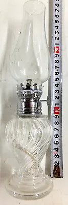 Vintage Farms Clear Glass Paraffin Oil Lamp Light • £10