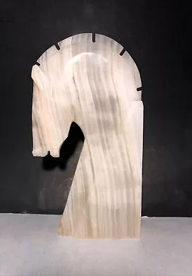 Carved Marble Knight Chess Piece Horse Sculpture Shelf Statue Figurine-10” • $16