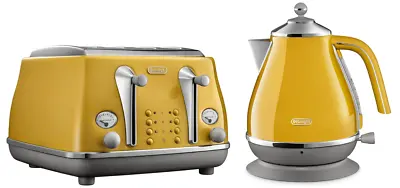 $327 • Buy Delonghi CTOC4003Y KBOC2001Y Icona Capitals 4 Toaster + Kettle - New York Yellow