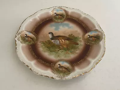 Antique Bavarian Porcelain Plate W/ Quail Game Bird Decoration • $75