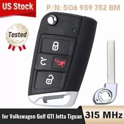 For Volkswagen Golf GTI Jetta Tiguan 2018- 20 Flip Remote Key Fob 5G6 959 752 BM • $39.54