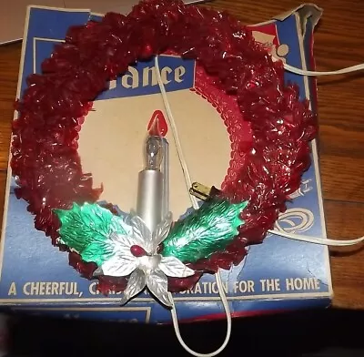 Vintage Christmas Decoration Reliance Sparkling Cellophane Wreath Working Light • $5.99