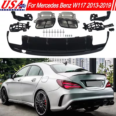 For Mercedes Benz W117 CLA250 CLA45 AMG 2013-2019 Rear Diffuser Lip W Tailpipes • $284.04