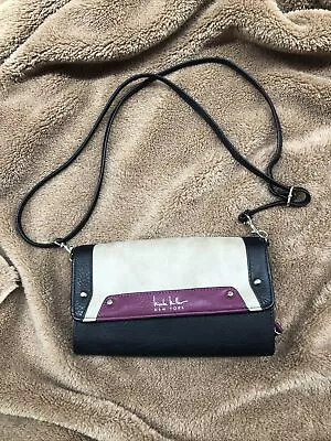 Nicole Miller New York Purse Crossbody Bag Small Black Berry Taupe • $19.95