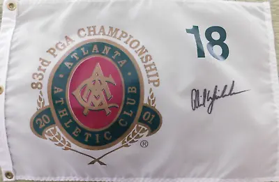 PGA Golf Great  Phil Mickelson Signed 2001 83rd Atlanta Tournament Pin Flag Coa • $199