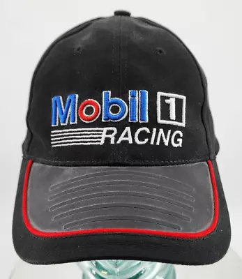 Mobil 1 Racing Pegasus Logo Nascar Black Rubberized Bill Strapback Hat Cotton • $13.59