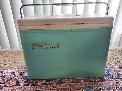 Vintage SNOWLITE COLEMAN ICE CHEST COOLER 60's Aqua Color Aluminum  • $69.99