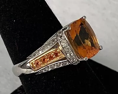 Victoria Wieck 3.87ct Fire Citrine Orange Sapphire White Topaz Ring - Size 8 • $225