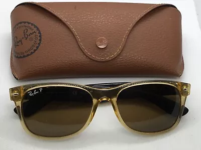 Ray Ban RB2132 55mm New Wayfarer HONEY Sunglasses A1 Cond. Frames Lenses Case • $100