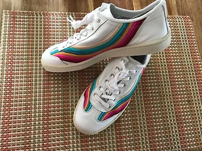 Paul Smith White Leather Ziggy Trainers Rainbow Swirl Ladies UK5 EU38 • £50