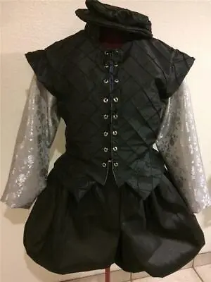 Mens Elizabethan Renaissance Shakespearean Doublet Slops/Breeches & Hat 2XL  • $125