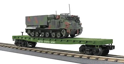 30-70118D  MTH O Gauge RailKing  Flat Car W/M270 Rocket Launcher Vehicle  MINT • $99.95