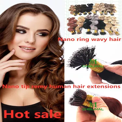 16 -30  Wavy Fusion Keratin Nano Ring I Tip Ombre Remy Human Hair Extensions • $60.91