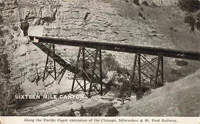 Sixteen Mile Canyon Railroad Bridge Montana MT 1909 Postcard • $19.95