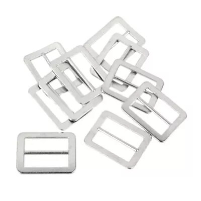  10pcs Metal Sliding Bar Tri-glides Wire-formed Roller Pin Buckles Slider Strap • £7.65