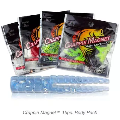 15 Pc Pack Leland's Crappie Magnet Bodies 1.5  Split-Tail Grubs - Choose Colors • $2.69