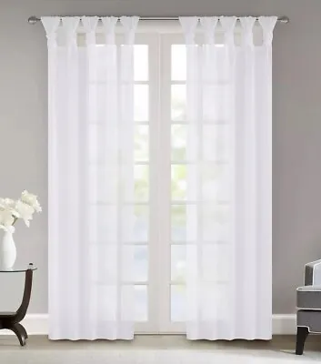Madison Park Ceres Twisted Tab Top Sheer Curtain Set 50  X 84  White • $17.99