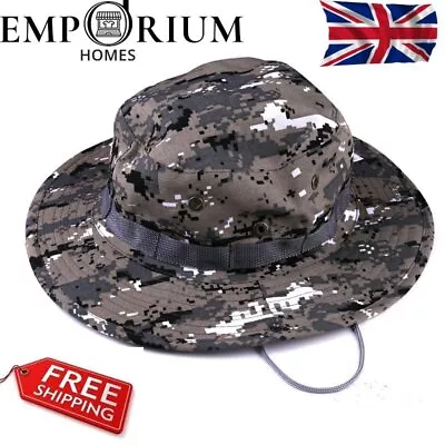 Camo Sun Hat Bucket Cargo Safari Bush Army Boonie Summer Fishing Hats Cap Mens • £5.99