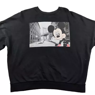 Vintage Disney Sweatshirt Mickey Mouse At Manhatten Bridge Black Size UK 10 • £9.99