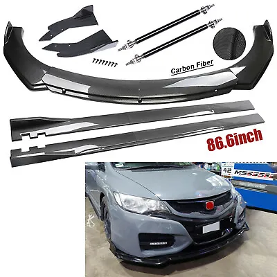 For Honda Civic Type R Fiber Front Bumper Lip/ Spoiler 86.6  Side Skirt Kit • $169.99