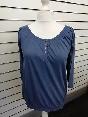 LADIES BLUE BUTTON FRONT BARDOT TOP SIZE 12 - 14 NEW (ref 781) • £8.99