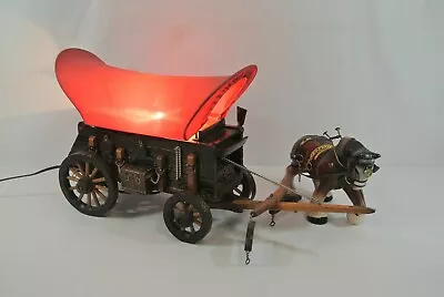 $76.49 • Buy Horse & Buggy Light-Up Horse-Drawn Carriage Covered Wagon Lamp Vtg 32  Long