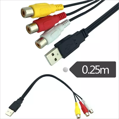 USB Male Plug To 3 RCA Female Adapter Audio Converter Cable USB To RCA !_wkD`RZ • $7.47