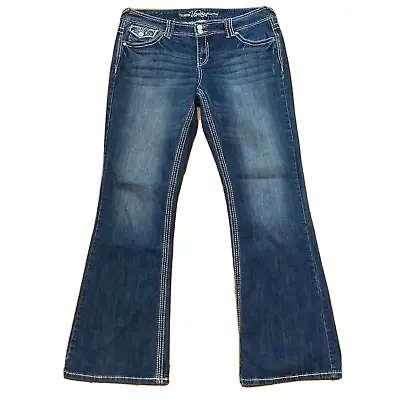 Vanity Jeans Womens (act 35x32 1/2) Bling Premium Coll Orig Emma Dk Blue Denim • $29.50