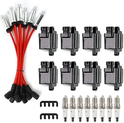 8 Pack Square Ignition Coil & Spark Plug Wire For Chevy GMC 4.8L 5.3L 6.0L 8.1L • $98.79