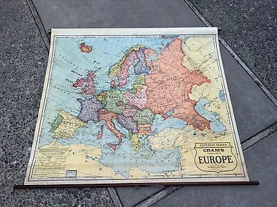 Vintage Cram’s Europe George F. Cram Co. Pull Down School Wall School Map - 1939 • $175