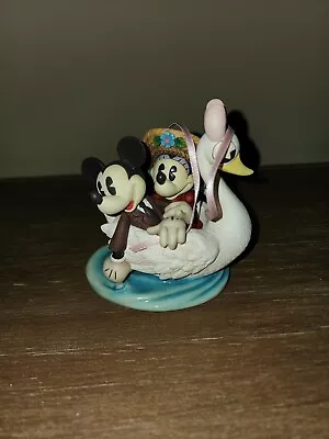 Rare Vtg Disney Mickey And Minnie In Swan Boat Enesco Ceramic Figurine #470082 • $100