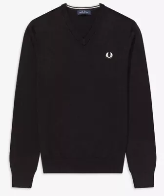 £64.99 • Buy Fred Perry Classic Cotton V- Neck  Jumper Black K5522 New With Tags Size S