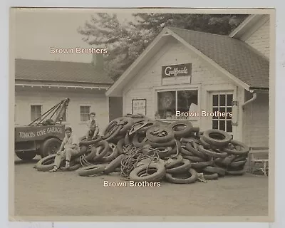 Vintage 1940s Wartime Scrap Rubber Tires Gulfpride Gas Filling Station Photo • $19.97