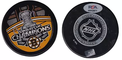 MILAN LUCIC Signed (BOSTON BRUINS) STANLEY CUP CHAMPIONS Puck PSA/DNA • $75