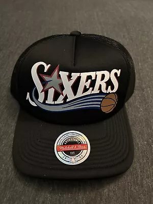 New Mitchell And Ness Trucker Hat Philadelphia 76ers Black Hook Trucker HWC OSFA • $24.50